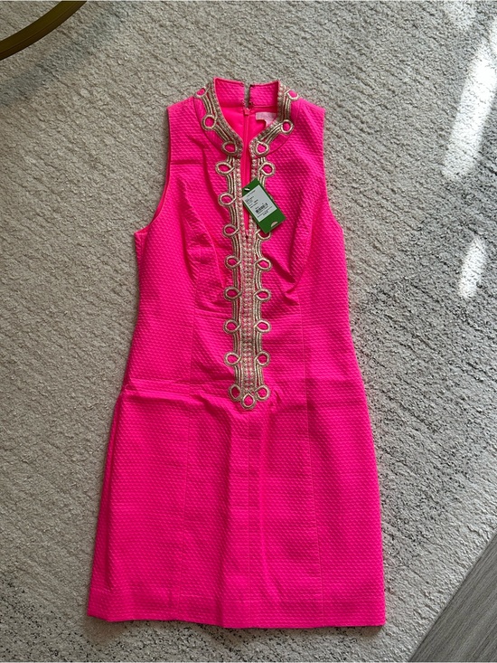 Lilly Pulitzer Dresses & Skirts - Lilly Pulitzer Hot Pink Sleeveless Embellished Shift Dress
